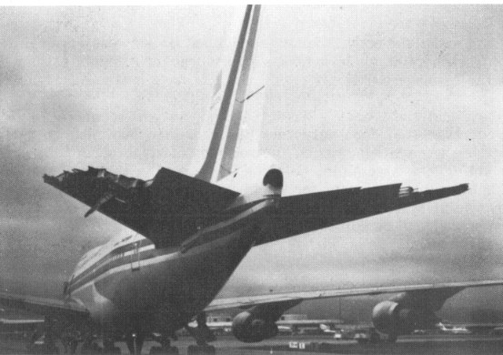 Tail damage to N4522V after the Flight 006 upset and recovery.