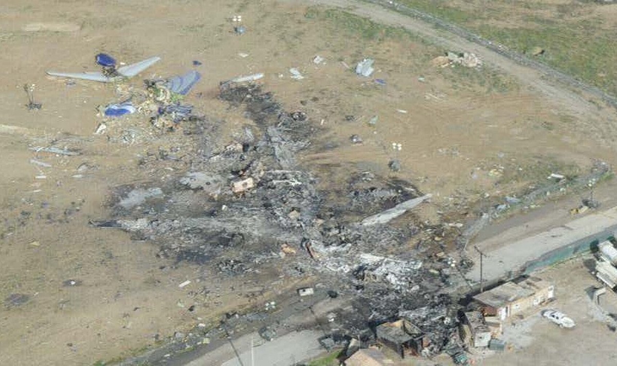 An aerial view of the National Airlines Flight 102 crash site, from the NTSB investigation.