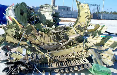 Recovered aft-fuselage wreckage of Asiana Flight 991, photographed for the investigation.