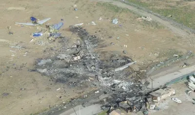 An aerial view of the National Airlines Flight 102 crash site, from the NTSB investigation.